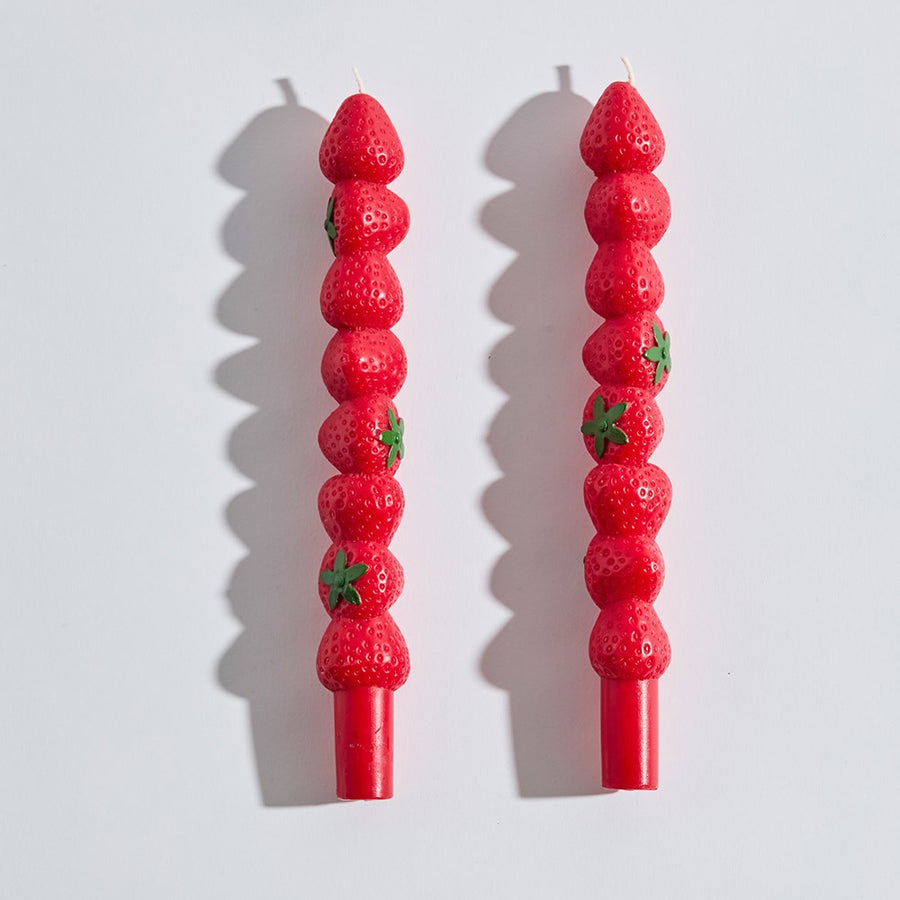 Strawberry Tapered Candles | Set of 2