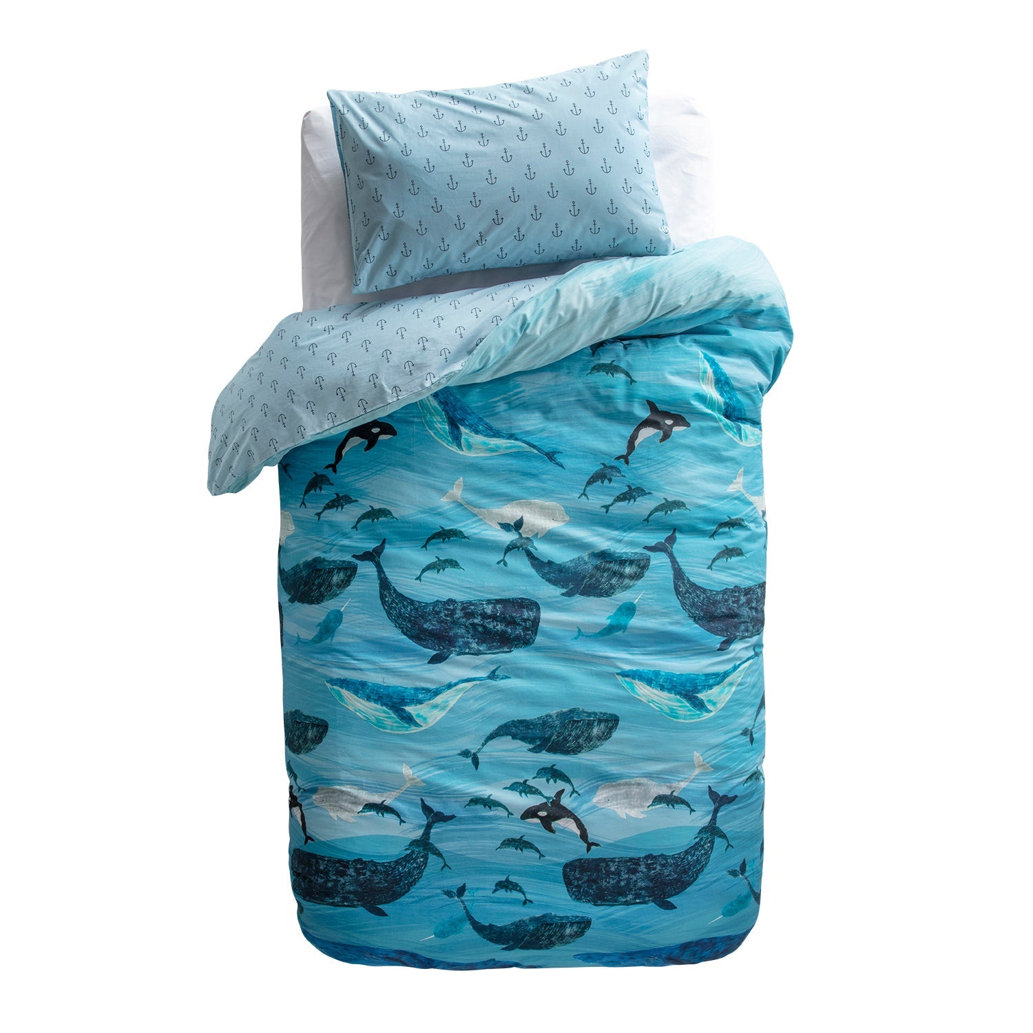 Whale Kids Quilt Cover Set BED LINEN KAS KIDS