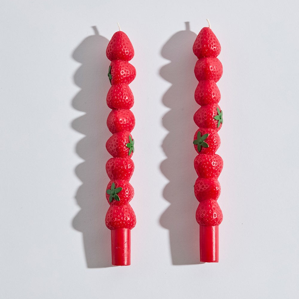 Strawberry Tapered Candles | Set of 2
