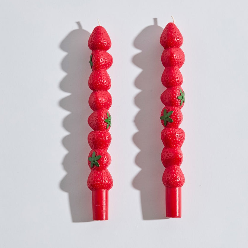 Strawberry Tapered Candles | Set of 2