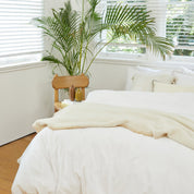 Blanket Stitch White Quilt Cover Set
