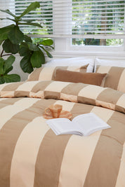 Breeze Blush Quilt Cover Set, flat lay with bold stripes and modern design