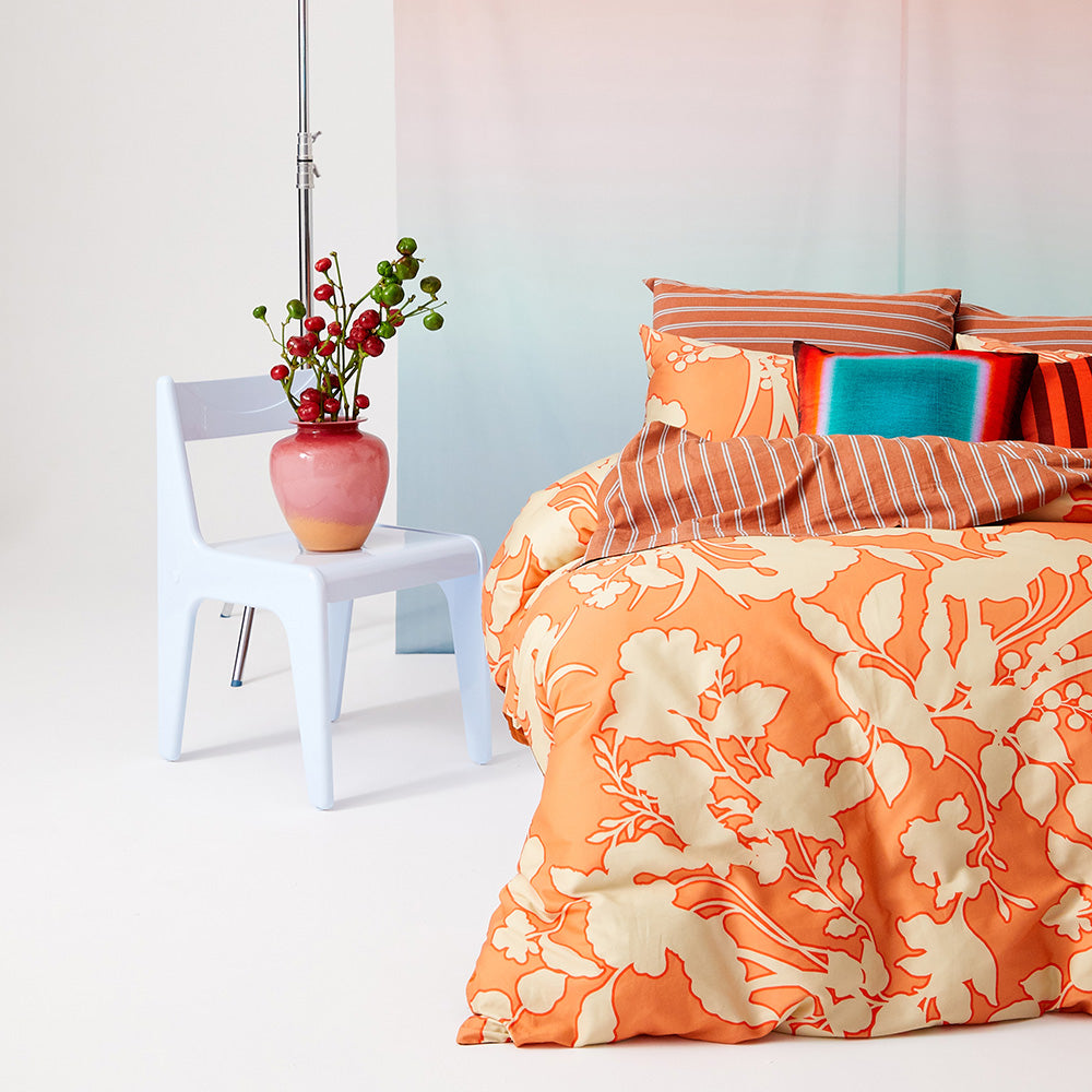 Lila Quilt Cover Set, modern floral pattern on neutral tones, layered design