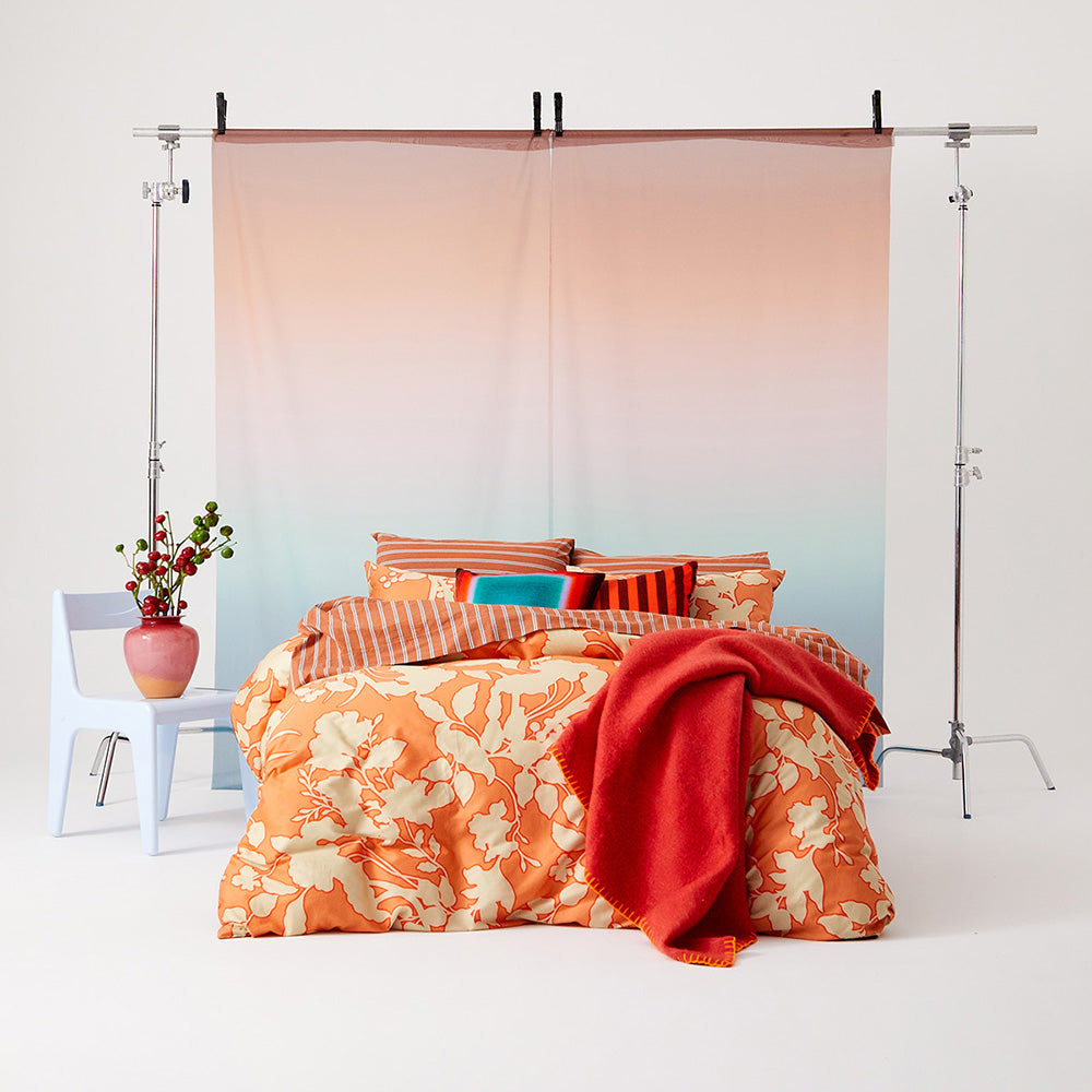 Lila Quilt Cover Set, modern floral pattern on neutral tones, layered design
