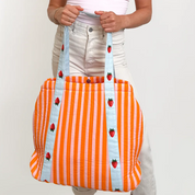 Royal Stripe Strawberry Tote Bag