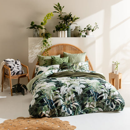 Aruba Quilt Cover Set BED LINEN KAS AUSTRALIA Green Double 180x210cm + 2PC 48x73cm