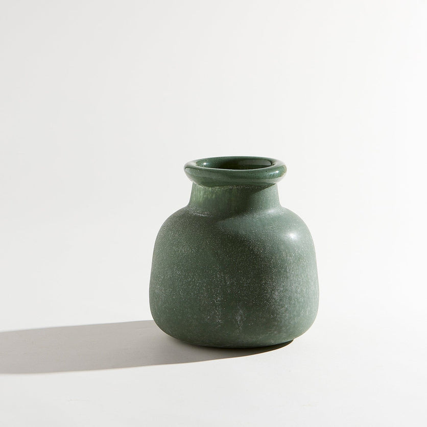 Byron Round Vase GLASS VASE Ben David by KAS Leaf Green Round 21x21x23cm