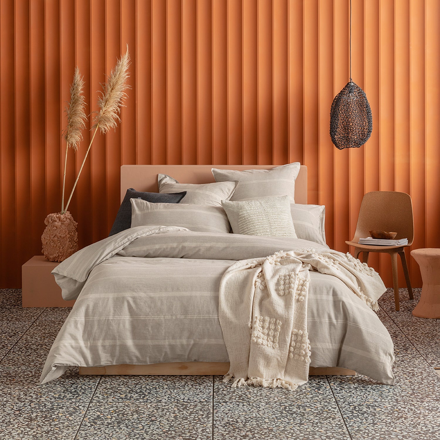 Balmoral Oatmeal Quilt Cover Set BED LINEN KAS AUSTRALIA Oatmeal Double 180X210CM + 2PC48X73CM