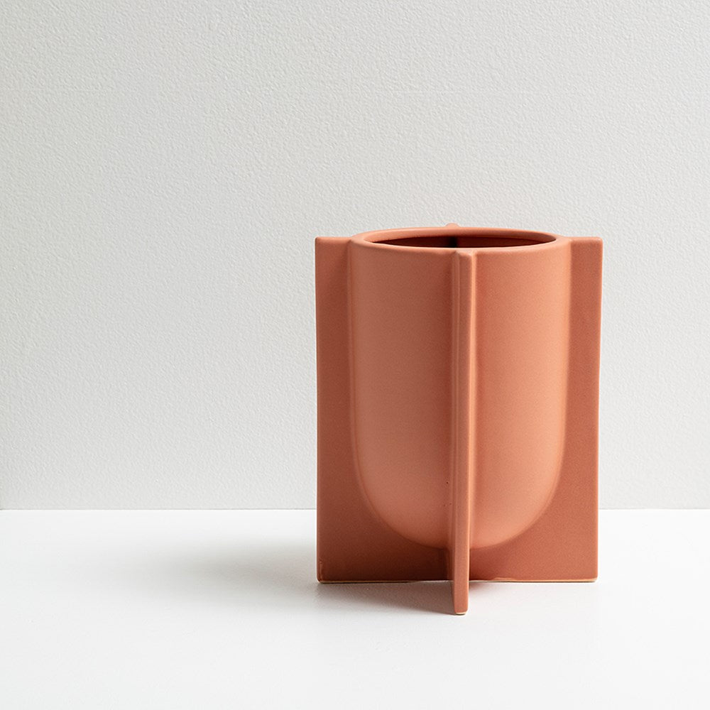 Chester Small Planter CERAMICS BEN DAVID BY KAS Raw Sienna Small 17x17x21cm