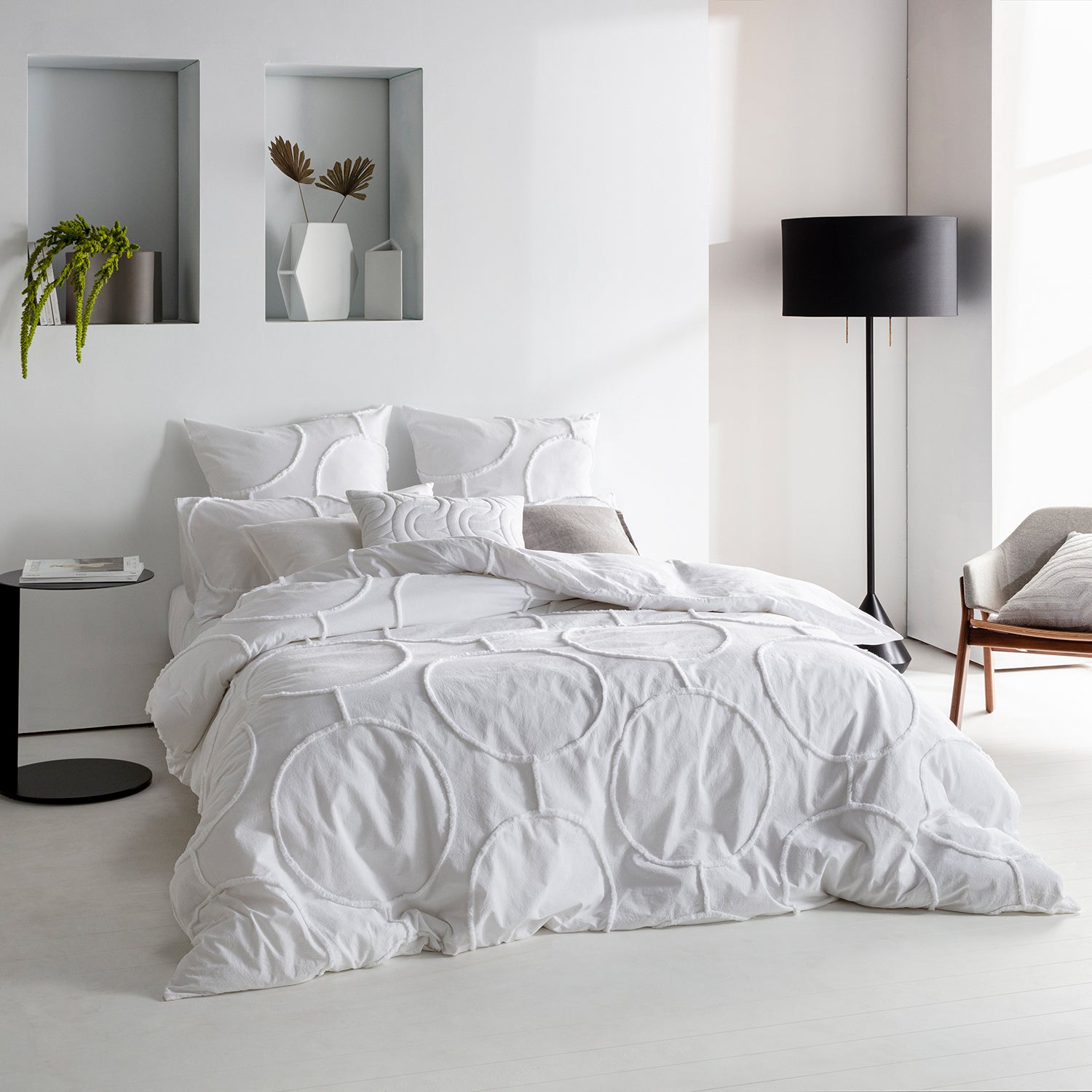 Dotta Quilt Cover Set BED LINEN KAS AUSTRALIA White Double 180X210CM + 2PC48X73CM