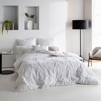 Dotta Quilt Cover Set BED LINEN KAS AUSTRALIA White Double 180X210CM + 2PC48X73CM