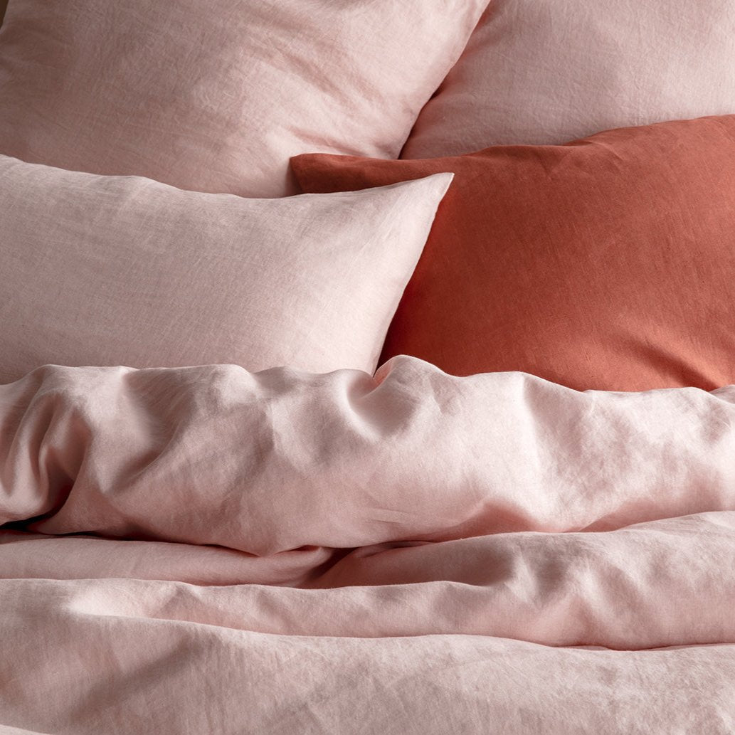 French Linen Blush Quilt Cover Set BED LINEN KAS AUSTRALIA 