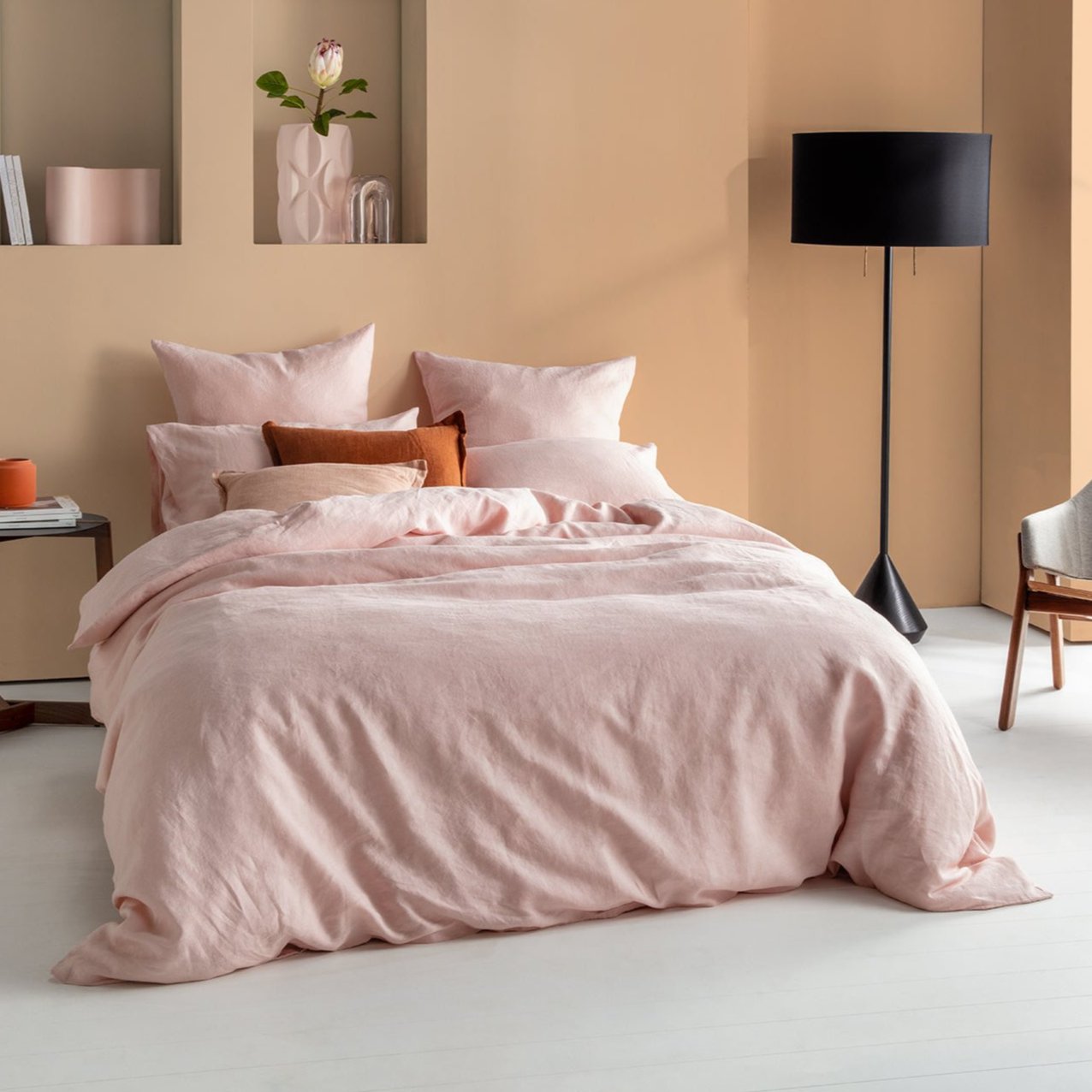 French Linen Blush Quilt Cover Set BED LINEN KAS AUSTRALIA Blush Queen 210x210cm + 2PC 48x73cm