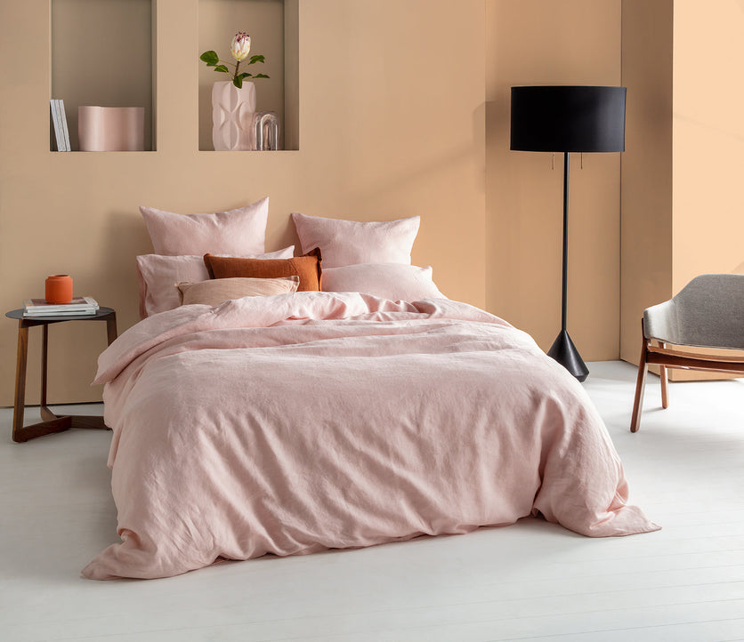 French Linen Blush Quilt Cover Set BED LINEN KAS AUSTRALIA Blush Queen 210x210cm + 2PC 48x73cm