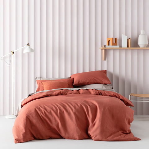 French Linen Clay Quilt Cover Set BED LINEN KAS AUSTRALIA Clay Queen 210x210cm + 2PC 48x73cm