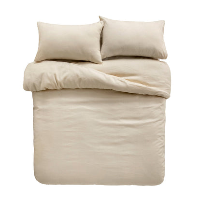 French Linen Oatmeal Quilt Cover Set BED LINEN KAS AUSTRALIA 