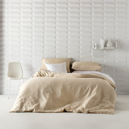 French Linen Oatmeal Quilt Cover Set BED LINEN KAS AUSTRALIA Oatmeal Queen 210x210cm + 2PC 48x73cm