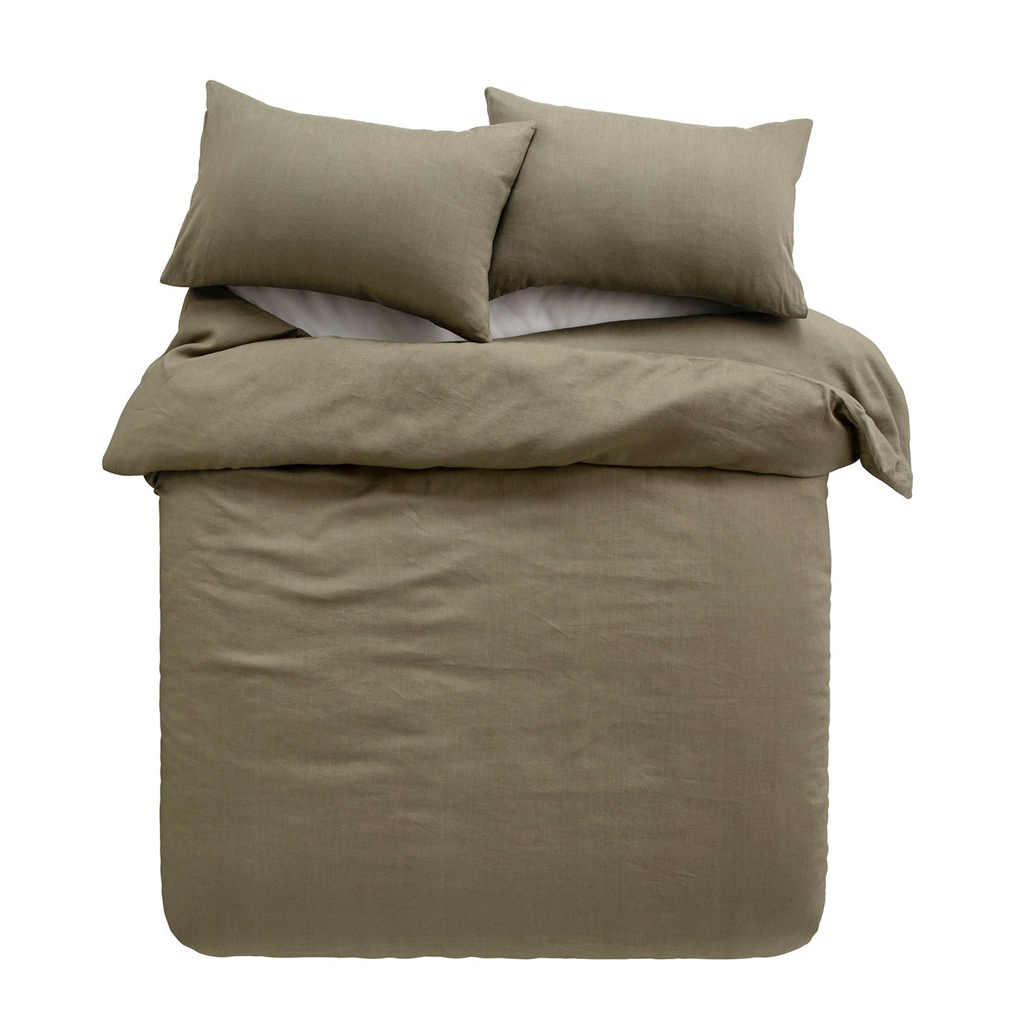 French Linen Olive Quilt Cover Set BED LINEN KAS AUSTRALIA 