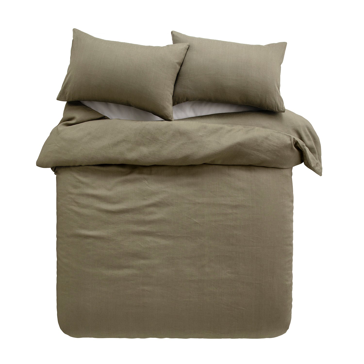 French Linen Olive Quilt Cover Set BED LINEN KAS AUSTRALIA 