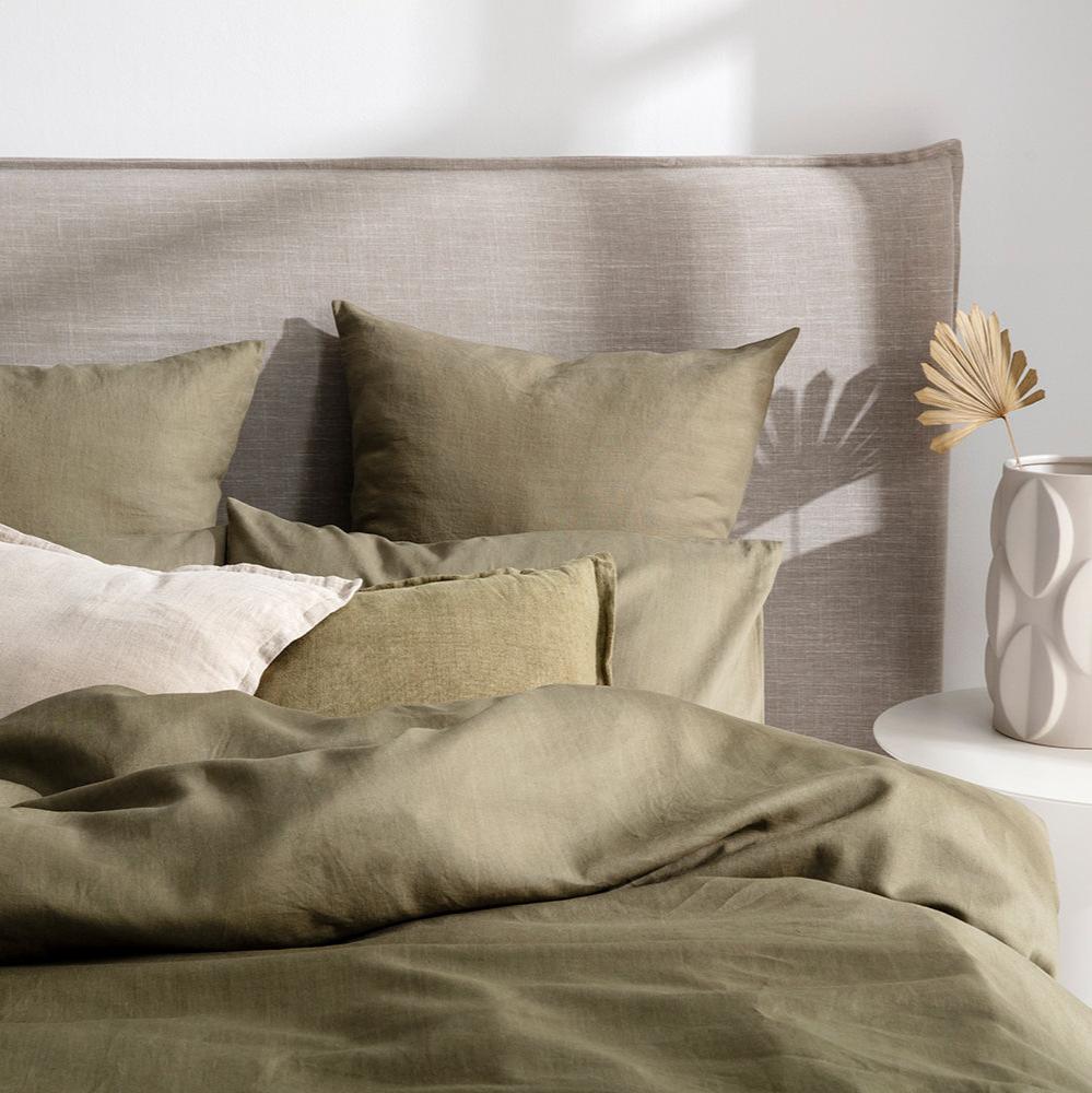 French Linen Olive Quilt Cover Set BED LINEN KAS AUSTRALIA 