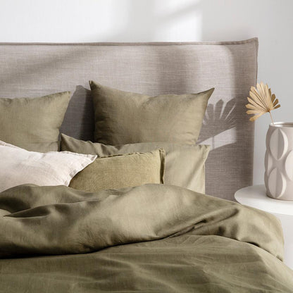French Linen Olive Quilt Cover Set BED LINEN KAS AUSTRALIA 