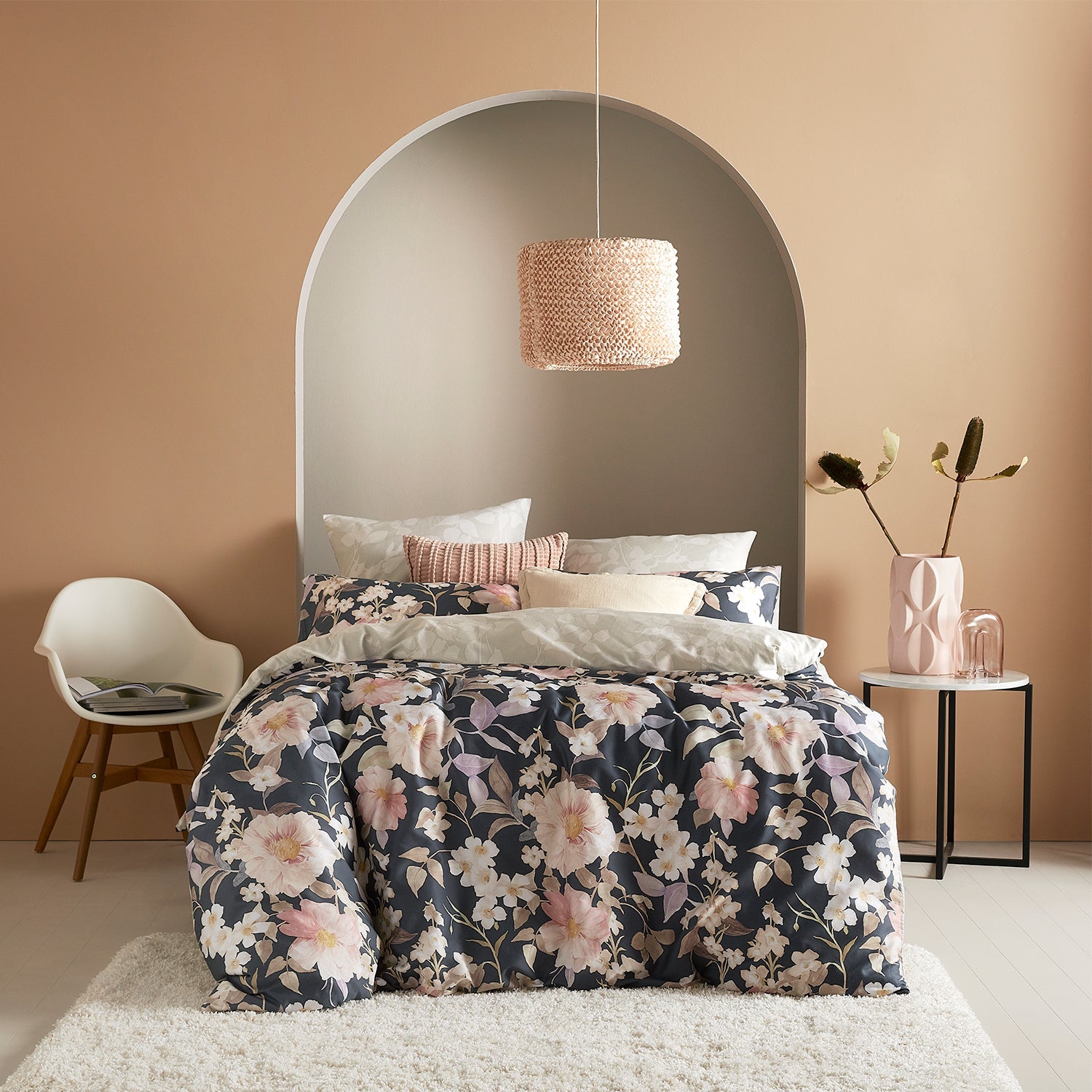 Giselle Quilt Cover Set BED LINEN HARRIS SCARFE Charcoal Queen 210X210CM + 2PC 48X73CM