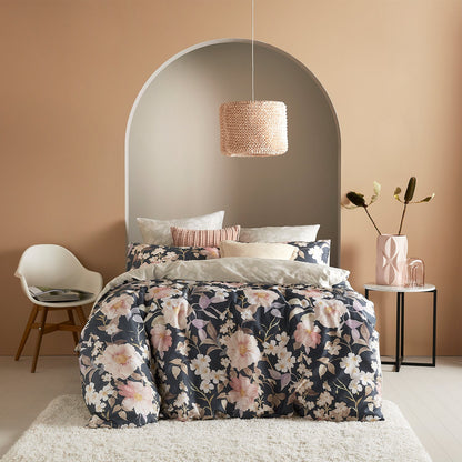 Giselle Quilt Cover Set BED LINEN HARRIS SCARFE Charcoal Queen 210X210CM + 2PC 48X73CM