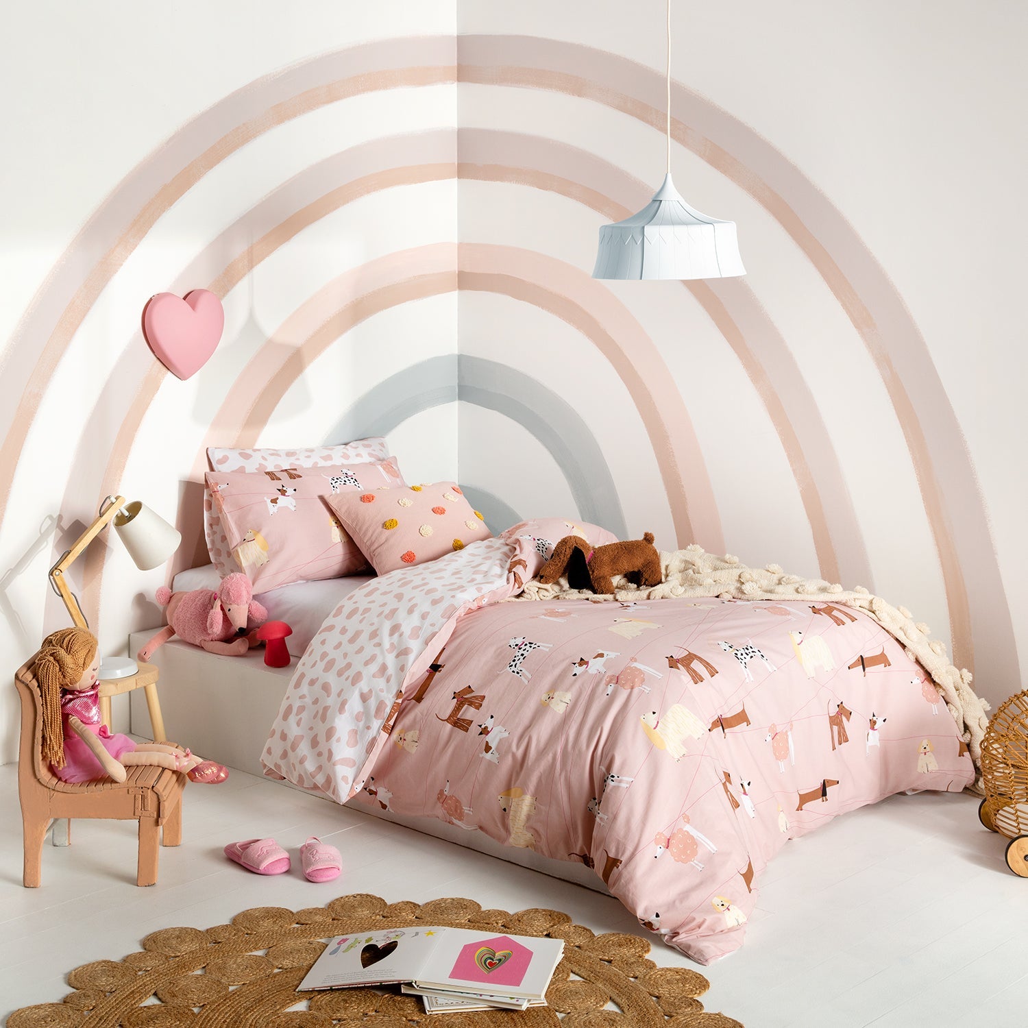 Walkies Quilt Cover Set BED LINEN KAS KIDS Pink Single 140X210CM + 1PC 48X73CM