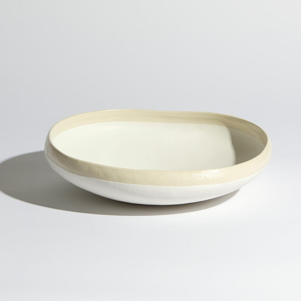 Organic Linen Bowl CERAMIC VASE Ben David by KAS Natural Large 27.5x26.5x7cm