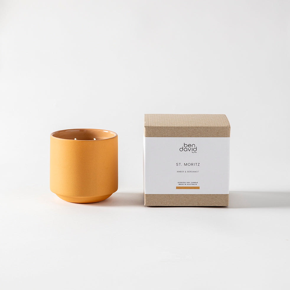 St Moritz Candle (400gram) CANDLES BEN DAVID BY KAS Ochre 400 gram 10x10x10cm/400gram