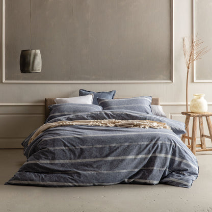 Balmoral Navy Quilt Cover Set BED LINEN KAS AUSTRALIA Navy Queen 210x210cm + 2PC 48x73cm